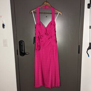 NWT Tadashi Shoji Tadashi Collection Lotus Pink Ruched Halter Dress, size XL